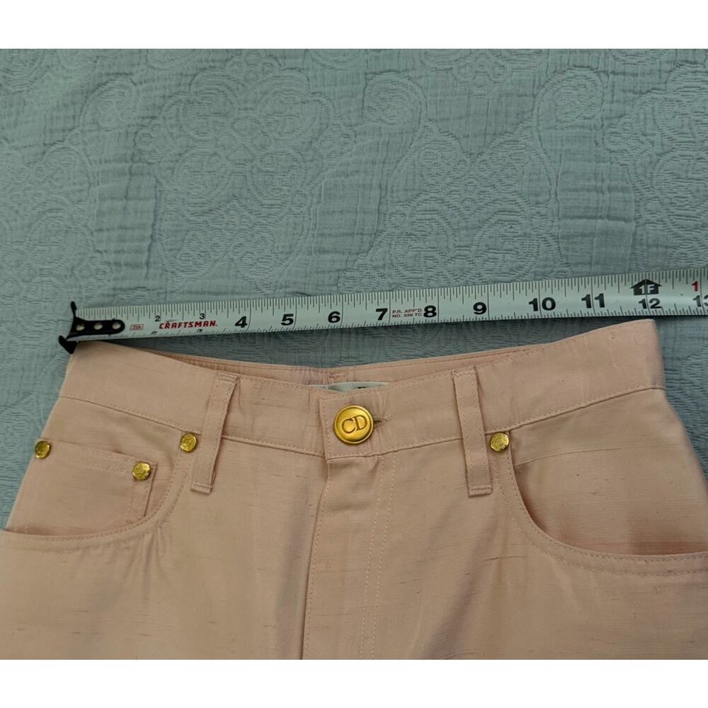 Vintage 90s Christian Dior Baby Pink Silk Tapered Pants High Waist Sz 36 READ - Picture 4 of 7